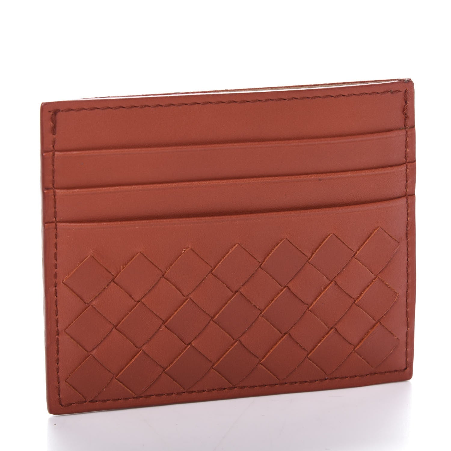 Bottega Veneta Nappa Intrecciato VN Card Case Rust 3 of 9