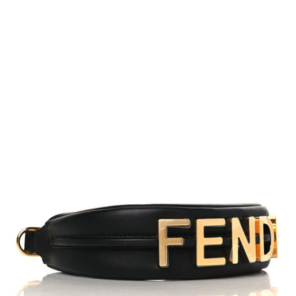Fendi Vitello Grace Matte Nano Fendigraphy Hobo Charm Black 4 of 10