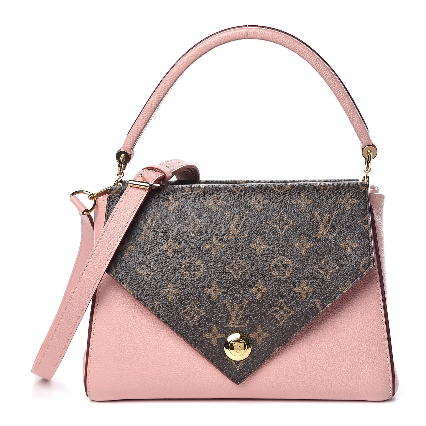 Grained Calfskin Monogram Double V Rose Poudre