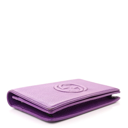 Gucci Pebbled Calfskin Soho Wallet On Chain Shine Purple 4 of 10