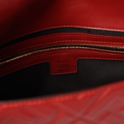 Fendi Nappa FF 1974 Embossed Baguette Fragola 8 of 10