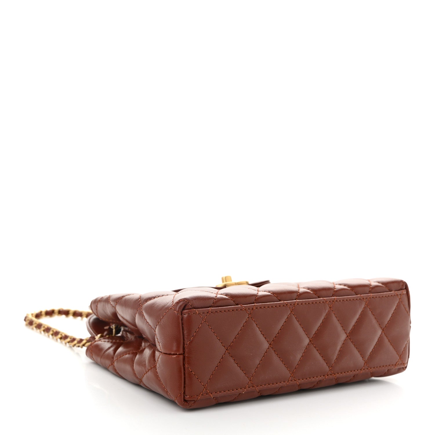 Chanel Shiny Aged Calfskin Quilted Nano Kelly Shopper Brown 4 of 11