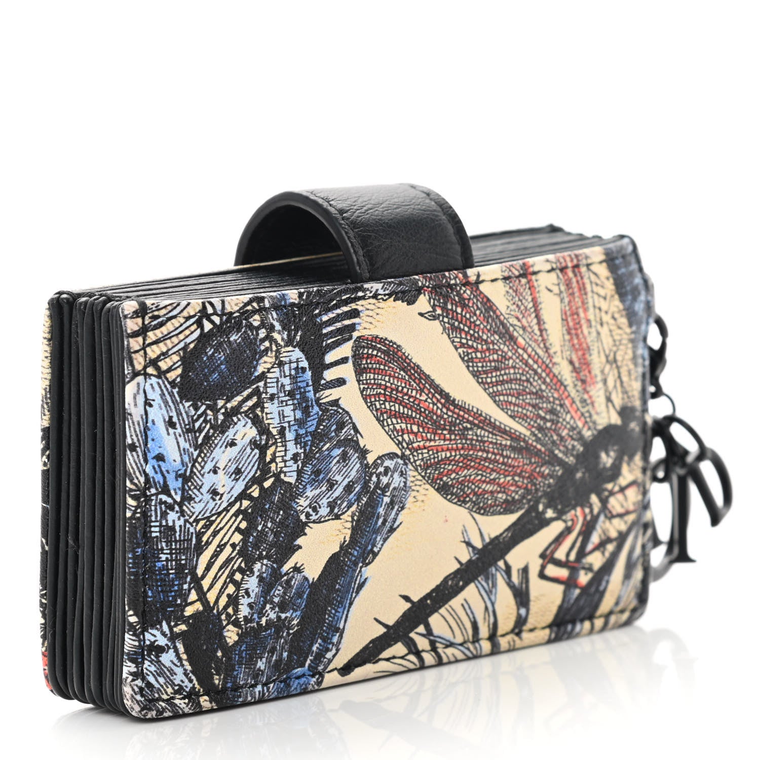 Christian Dior Calfskin Toile de Jouy Lady Dior 5-Gusset Card Holder Rouge Multicolor 3 of 9