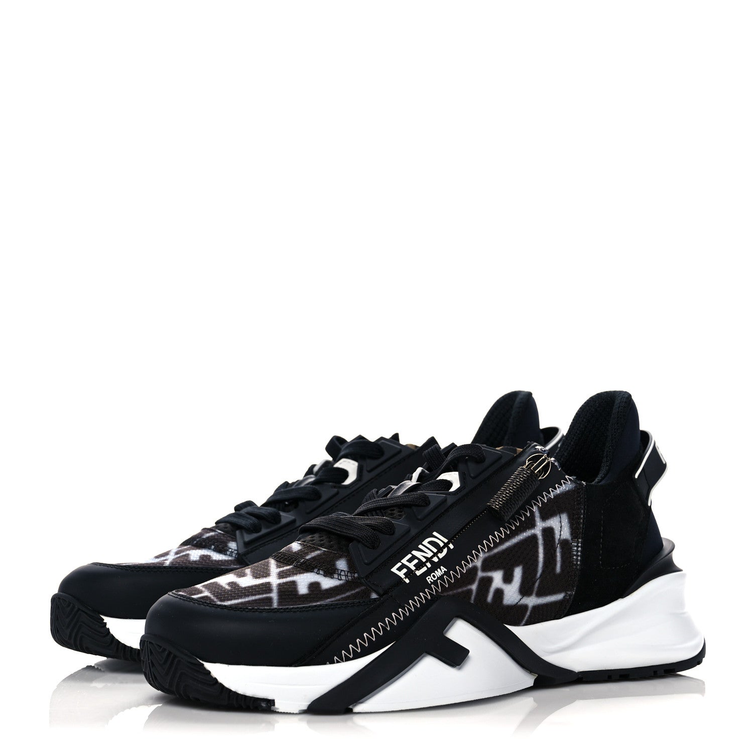 Fendi X SARAH COLEMAN Nylon Lycra FF Vertigo Fendi Flow Low Top Sneakers 38 Black 3 of 9