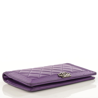 Chanel Lambskin Quilted Boy Yen Wallet Purple 5 of 10
