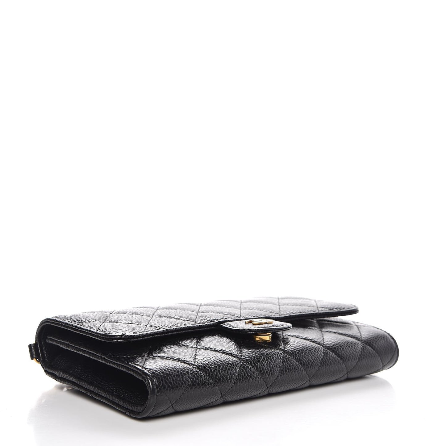 Caviar Quilted Wallet on Removable Chain Black