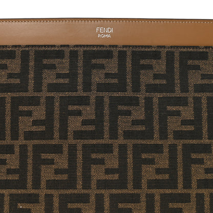 Fendi Vitello King Jacquard FF 1974 Medium Flat Pouch Tobacco Moro Sand 8 of 8