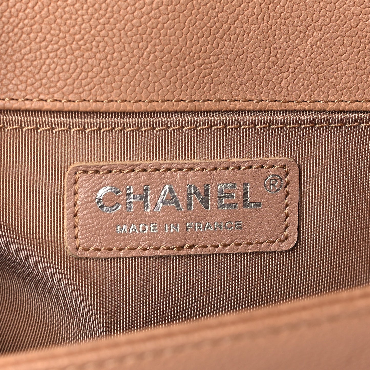 Caviar Quilted Medium Boy Flap Light Brown