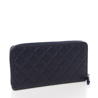 Chanel Woven Lambskin Quilted Large Zip Around Wallet Navy 2 of 8
