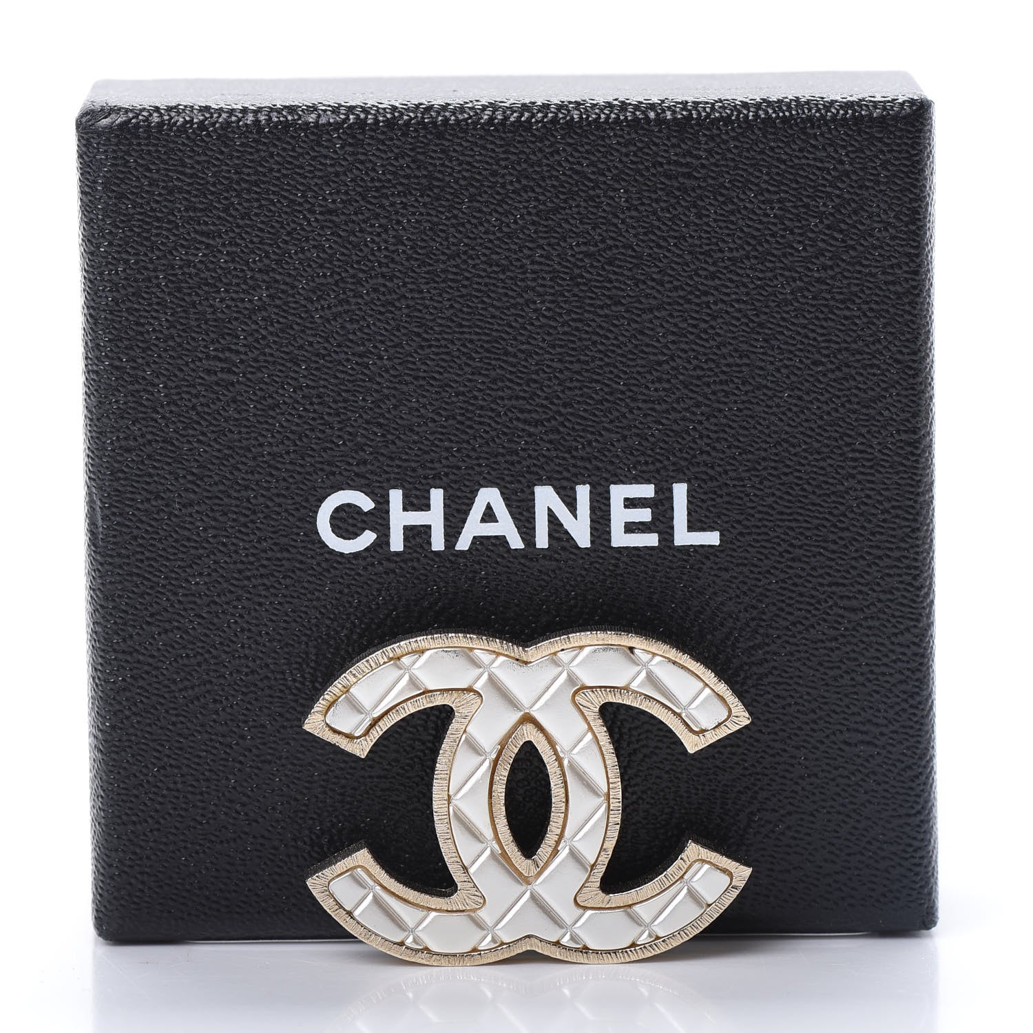 Chanel Metal Quilted CC Brooch Silver Gold 7 of 7