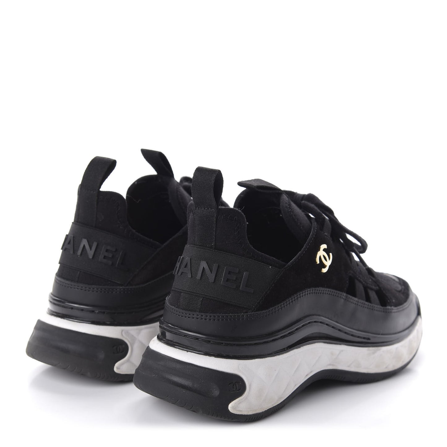 Velvet Calfskin Mixed Fibers CC Sneakers 36.5 Black