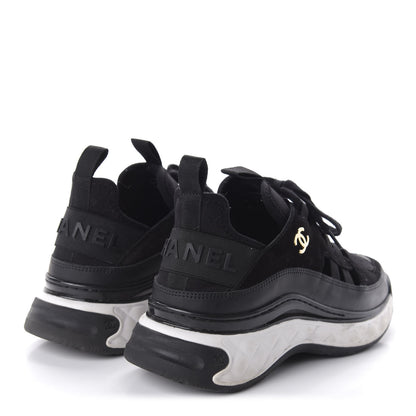 Chanel Velvet Calfskin Mixed Fibers CC Sneakers 36.5 Black 4 of 9