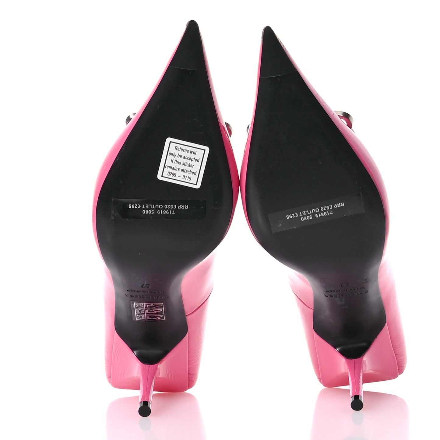 Shiny Calfskin BB Square Knife 80mm Pumps 37 Sweet Pink