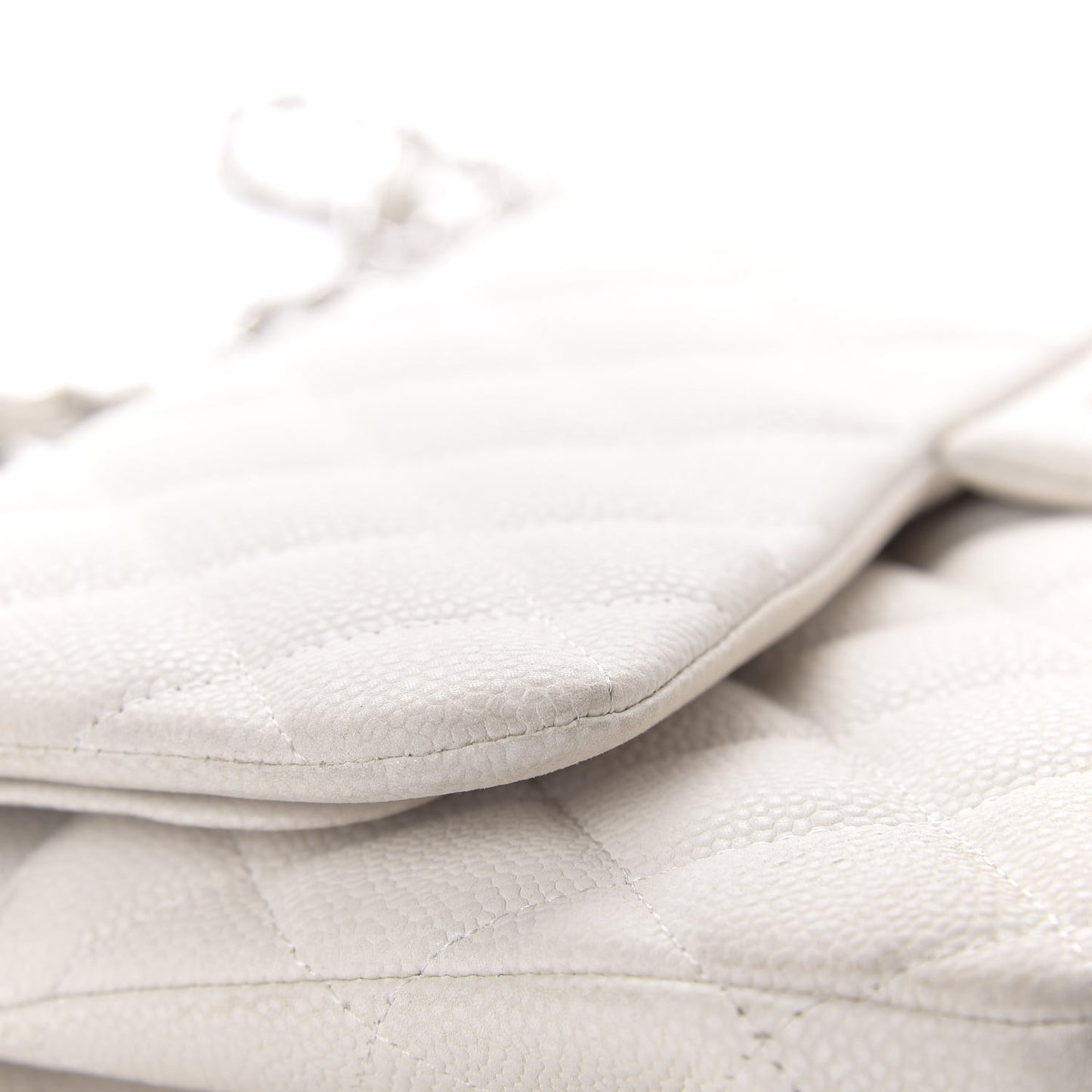 Caviar Quilted Jumbo Double Flap White