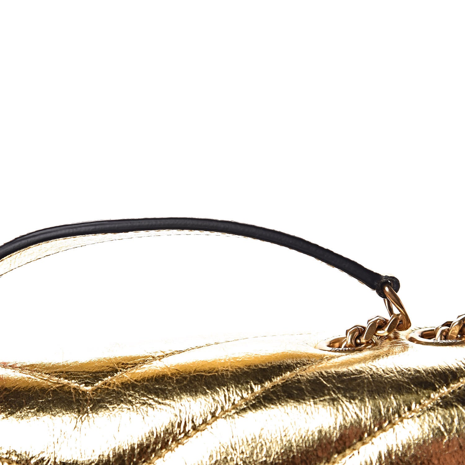 Saint Laurent Metallic Calfskin Y Quilted Small Loulou Monogram Chain Satchel Gold 9 of 16