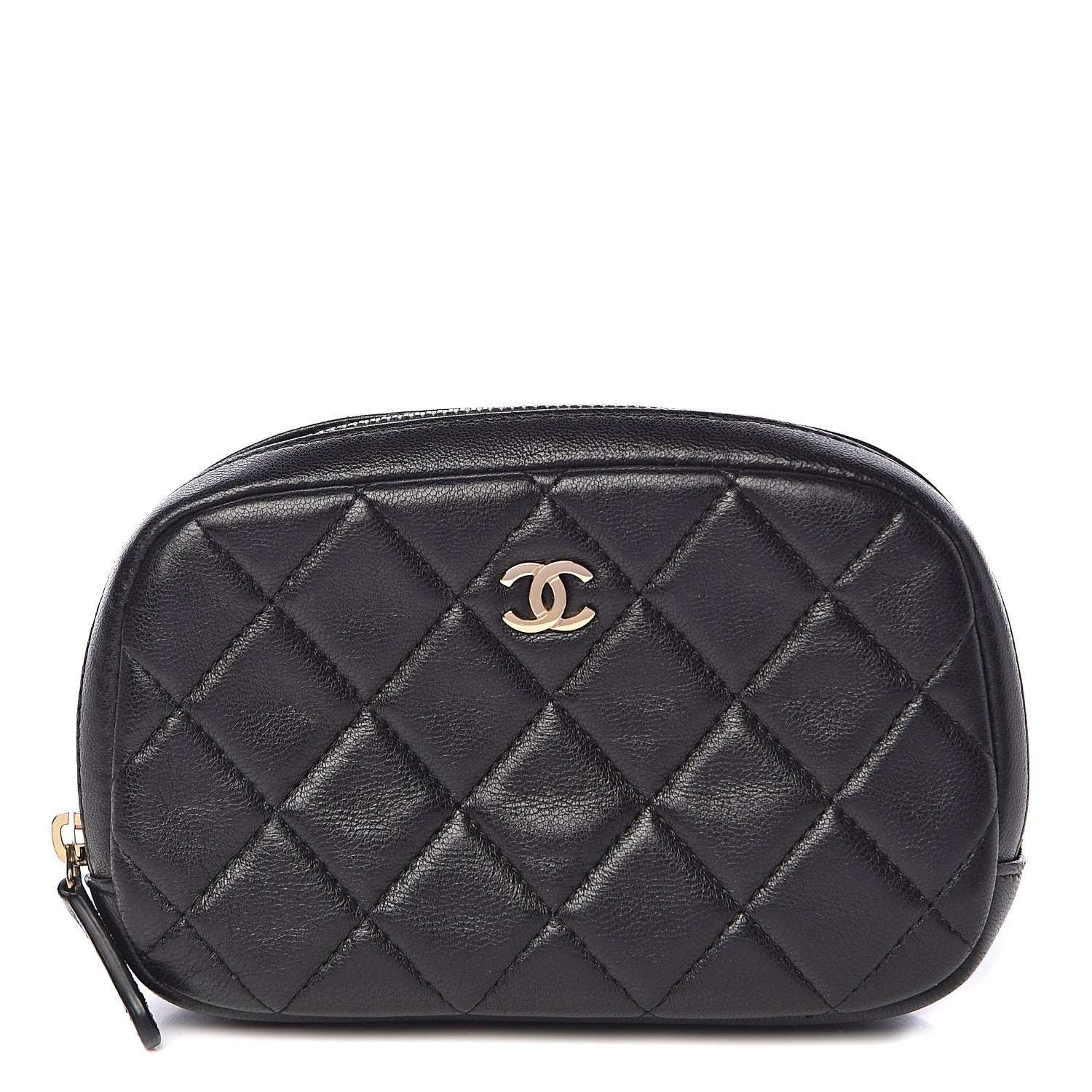 Chanel Lambskin Quilted Small Curvy Pouch Cosmetic Case Black 1 of 7