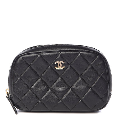 Chanel Lambskin Quilted Small Curvy Pouch Cosmetic Case Black 1 of 7