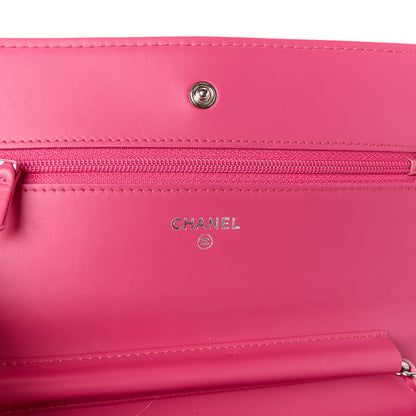 Chanel Patent Calfskin Quilted Wallet On Chain WOC Pink 6 of 12