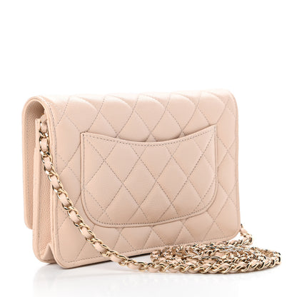 Chanel Caviar Quilted Coco Candy Wallet On Chain WOC Beige 3 of 13