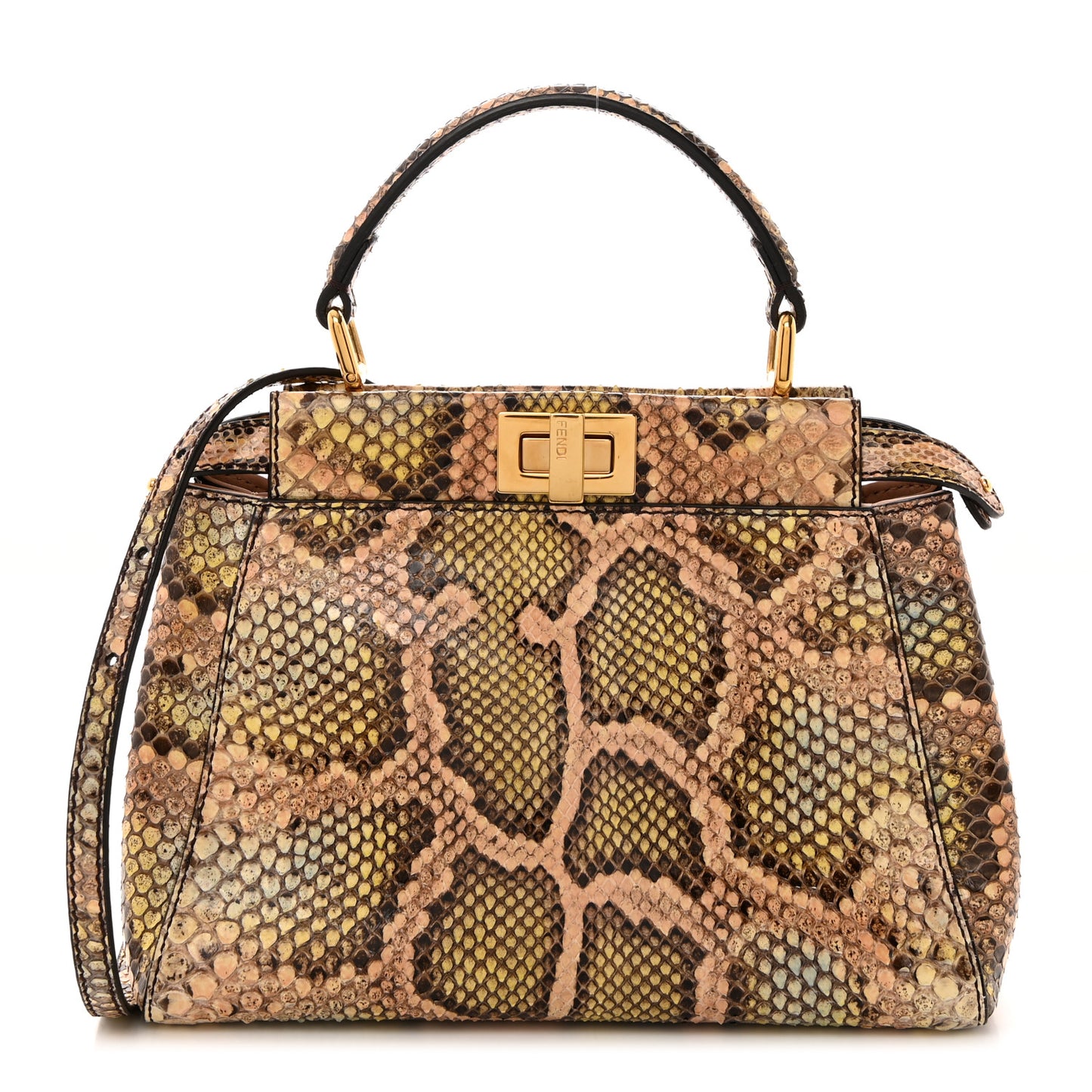Snakeskin Mini Peekaboo Iconic Satchel Pink Green