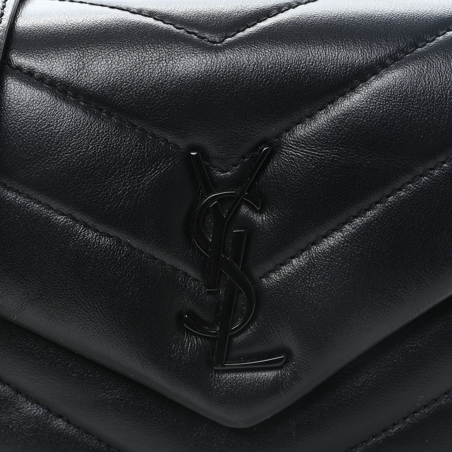 Calfskin Y Quilted Monogram Monochrome Toy Loulou Crossbody Bag Black Black