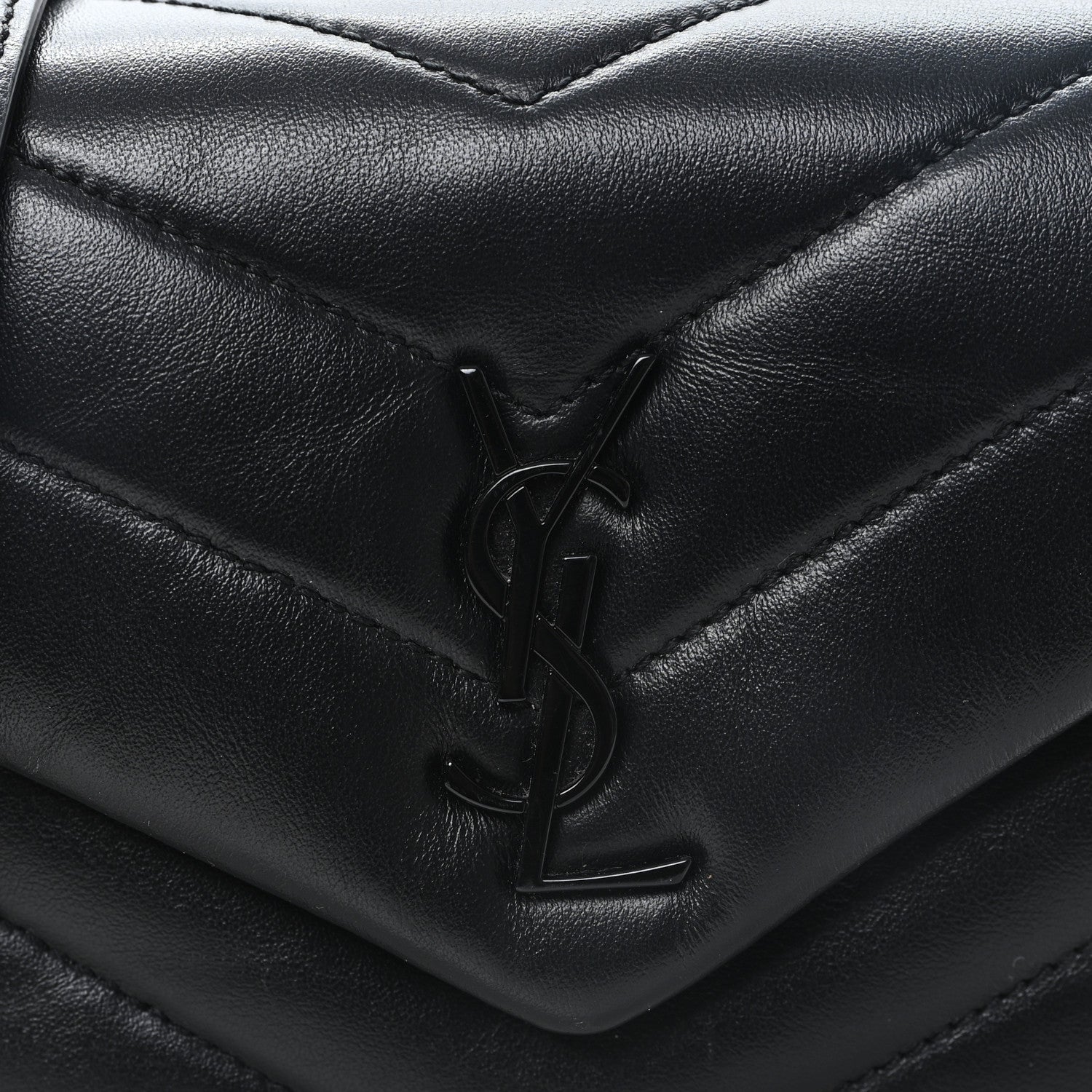 Saint Laurent Calfskin Y Quilted Monogram Monochrome Toy Loulou Crossbody Bag Black Black 8 of 11