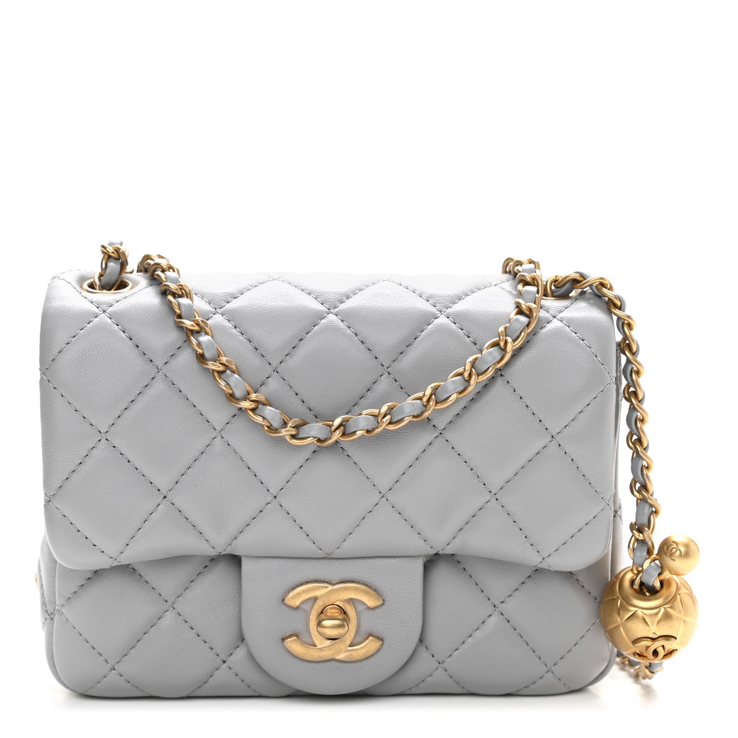 Chanel Lambskin Quilted Mini Pearl Crush Flap Light Grey 1 of 11