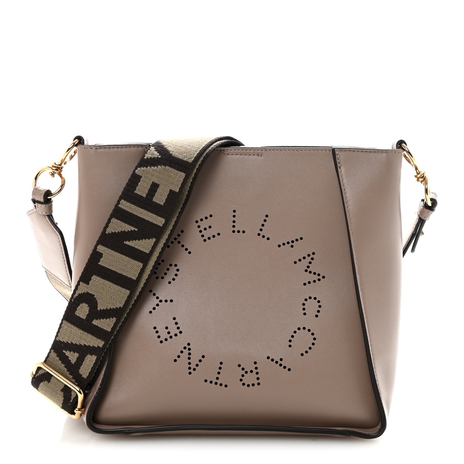 Stella McCartney Eco Alter Nappa Perforated Logo Mini Crossbody Dark Taupe 1 of 9