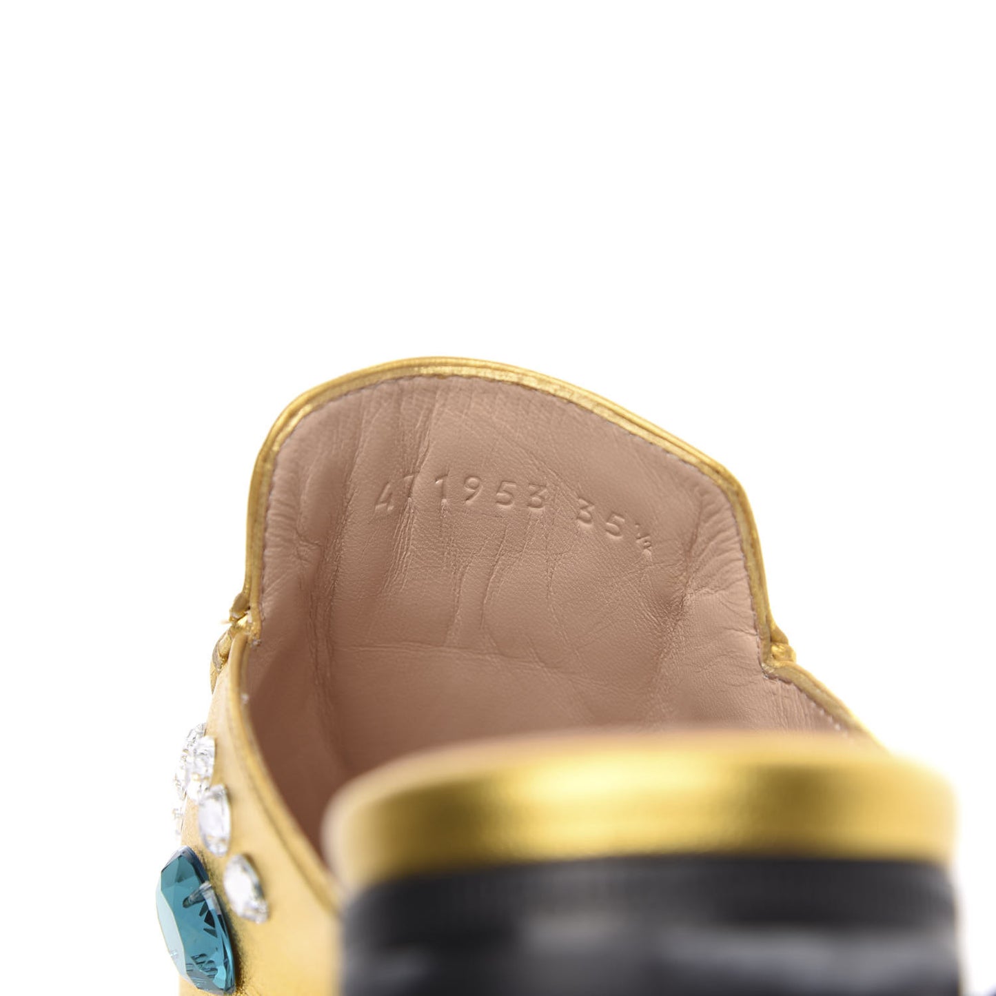 Metallic Nappa Crystal Womens Princetown Slippers 35.5 Gold