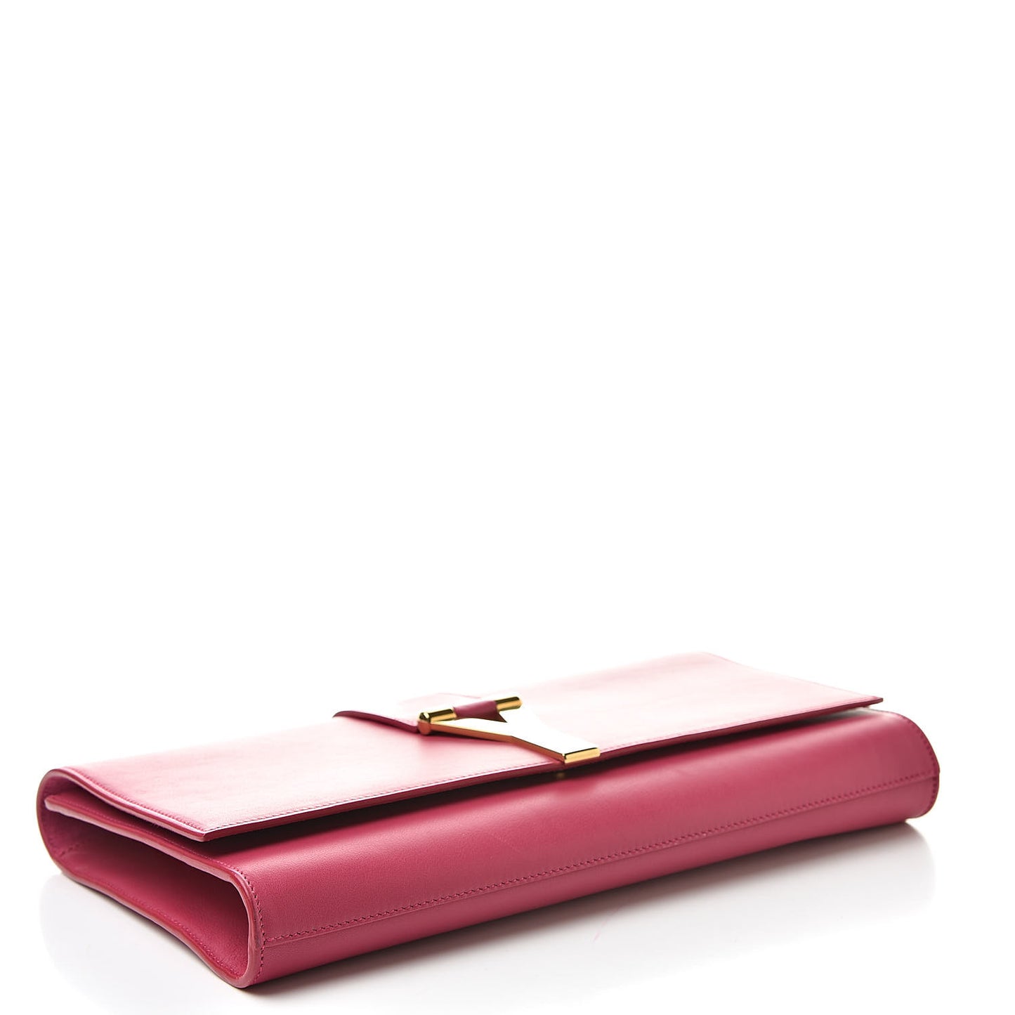 Calfskin Classic Y Ligne Clutch Fuchsia