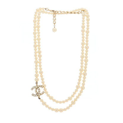 Chanel Pearl Baguette Crystal CC Long Necklace Gold 3 of 5