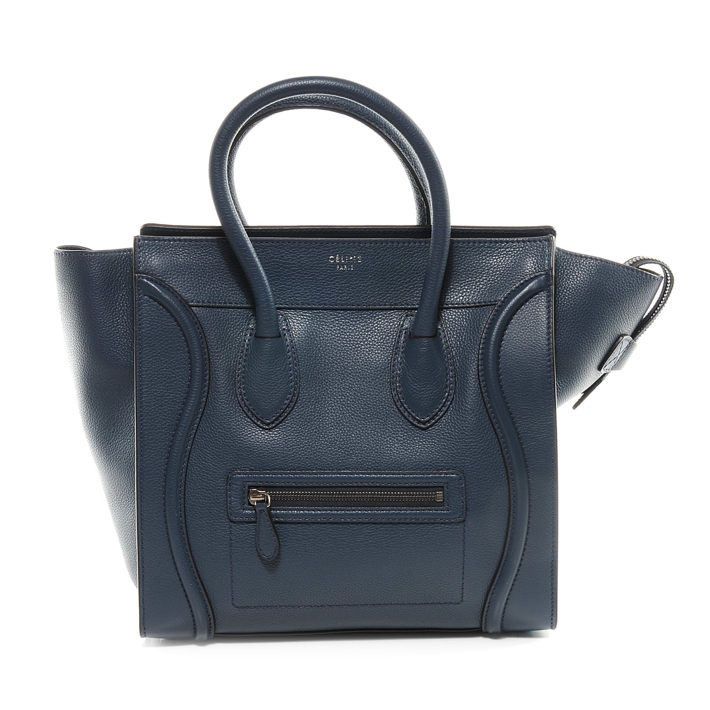 Drummed Calfskin Mini Luggage Navy Blue