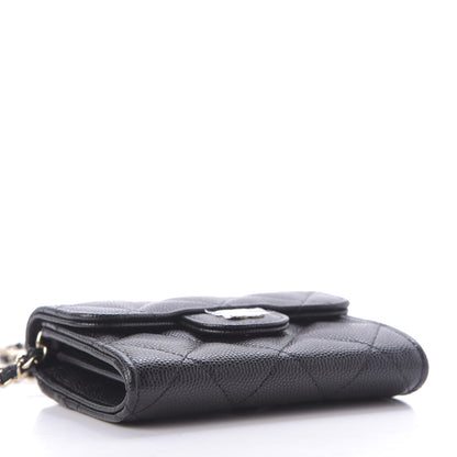 Chanel Caviar Quilted Flap Card Holder On Chain Black 4 of 10