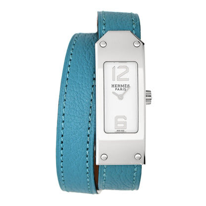 Hermes Stainless Steel Swift 15mm Kelly II Quartz Watch Blue Jean 1 of 5
