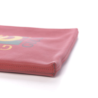 Gucci Pebbled Calfskin Medium Logo Portfolio Clutch Hibiscus Red 9 of 9