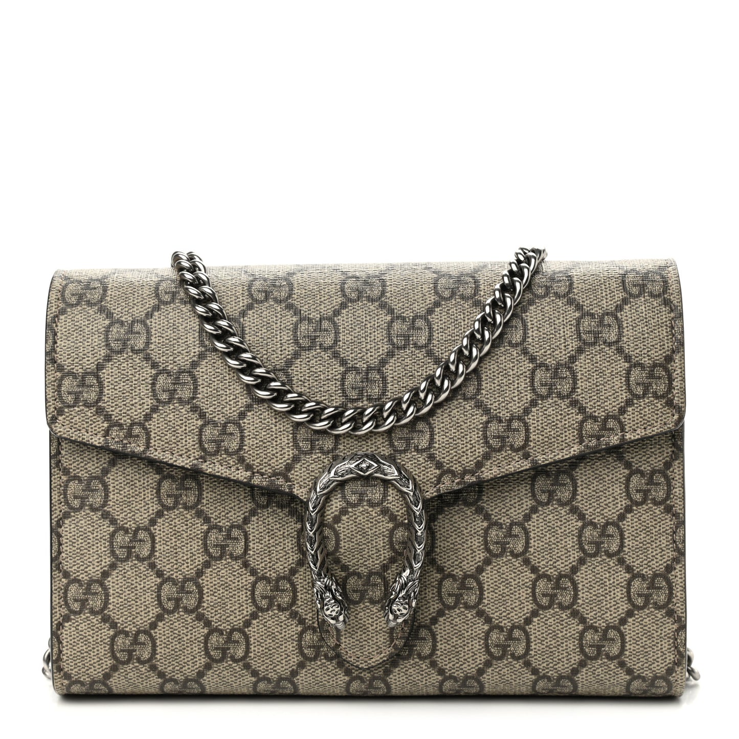 GG Supreme Monogram Mini Dionysus Chain Wallet Beige Black