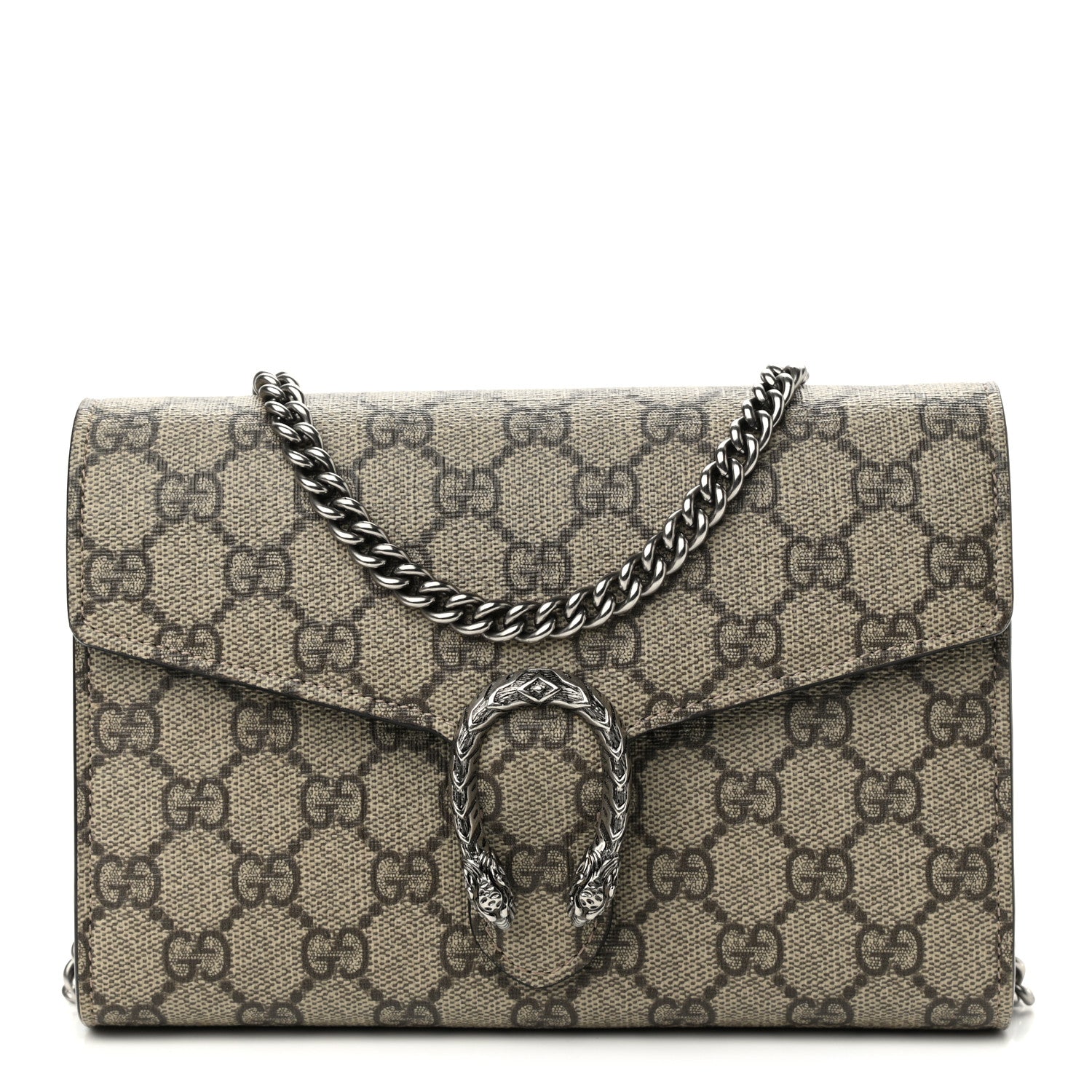 Gucci GG Supreme Monogram Mini Dionysus Chain Wallet Beige Black 1 of 12