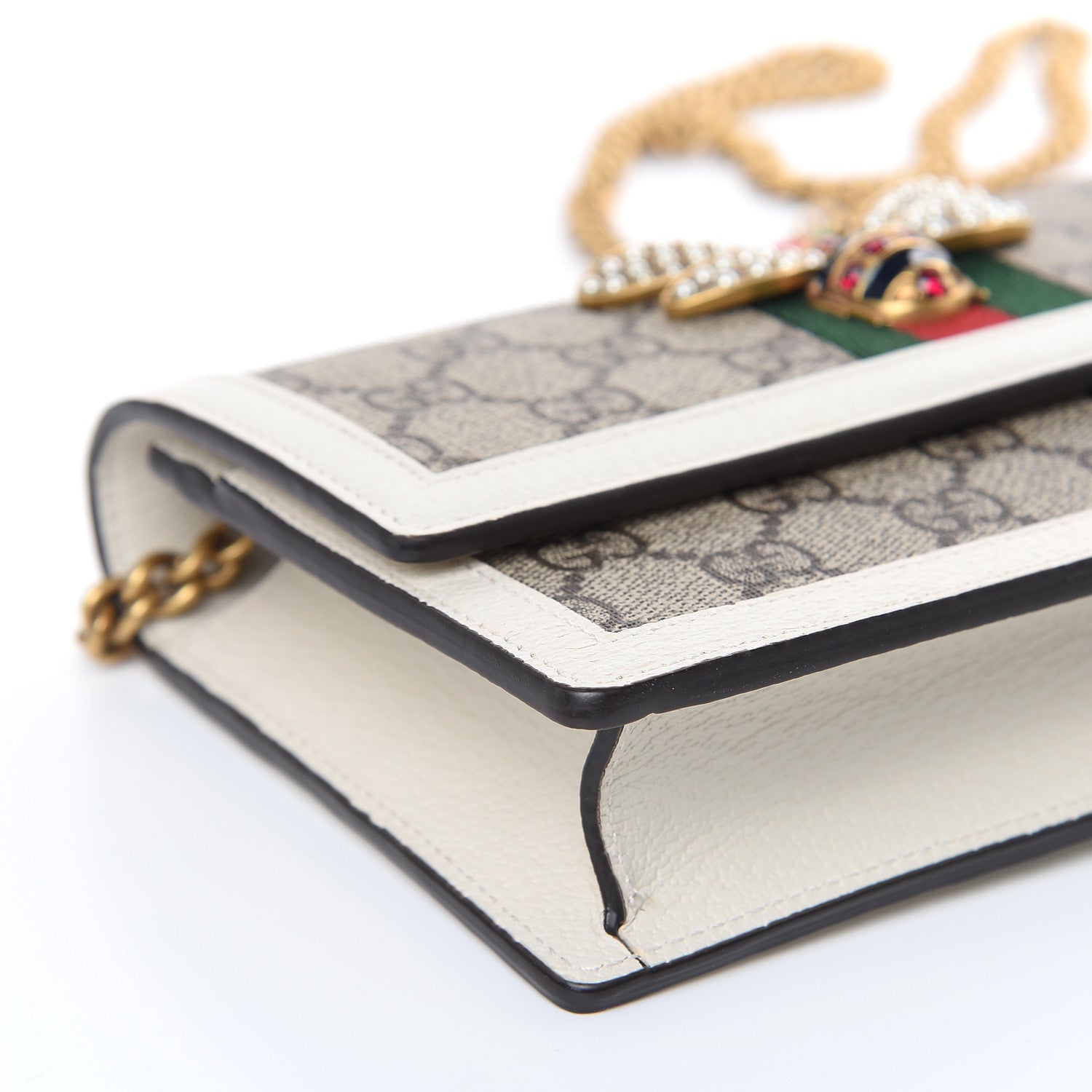 Gucci GG Supreme Monogram Web Queen Margaret Chain Wallet White 7 of 9