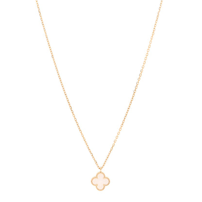Van Cleef & Arpels 18K Yellow Gold Mother of Pearl Sweet Alhambra Pendant Necklace 1 of 5