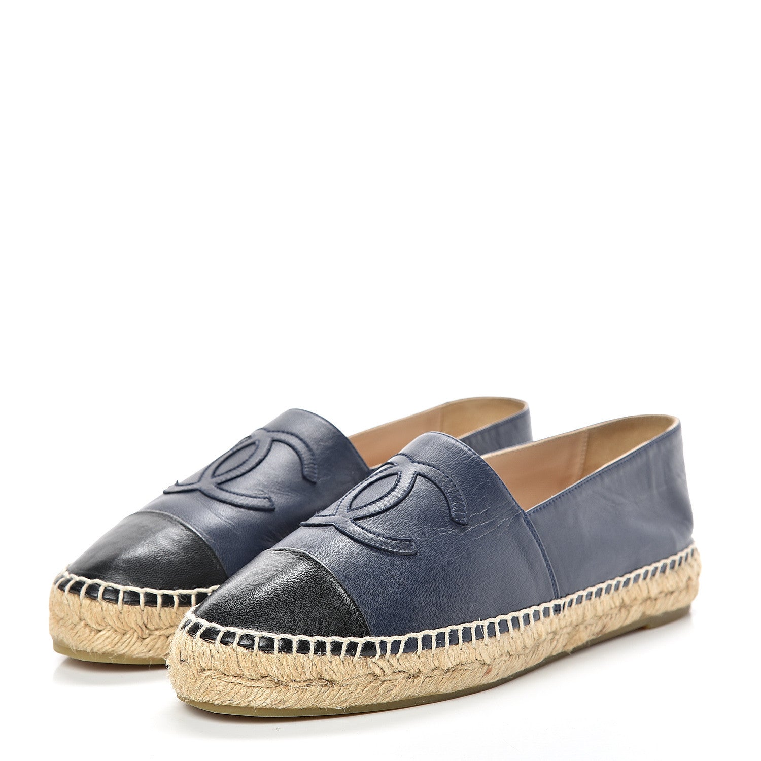 Chanel Lambskin CC Espadrilles 39 Navy Black 3 of 12