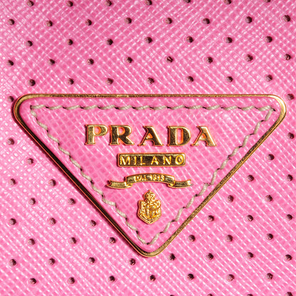 Prada Saffiano Perforated Striped Boston Papaya Caramel 6 of 10