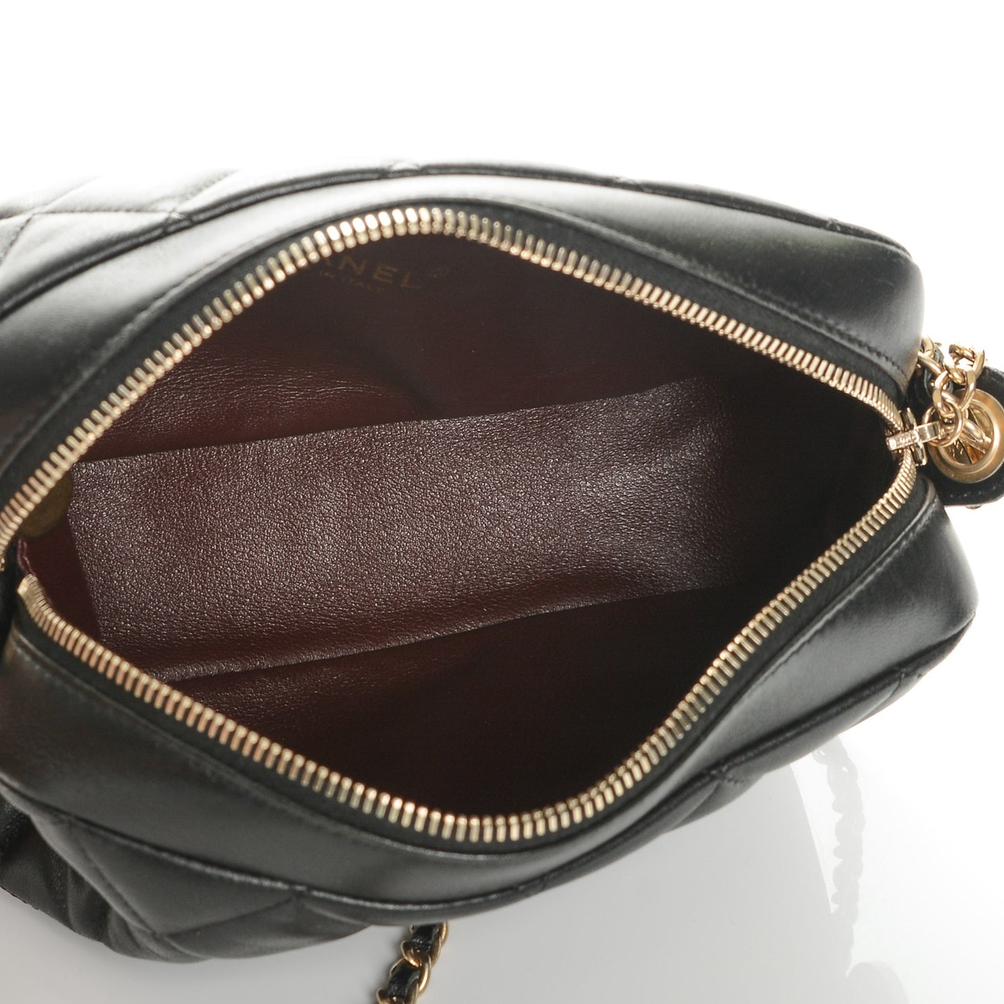 Lambskin Quilted Small Diamond CC Camera Case Black