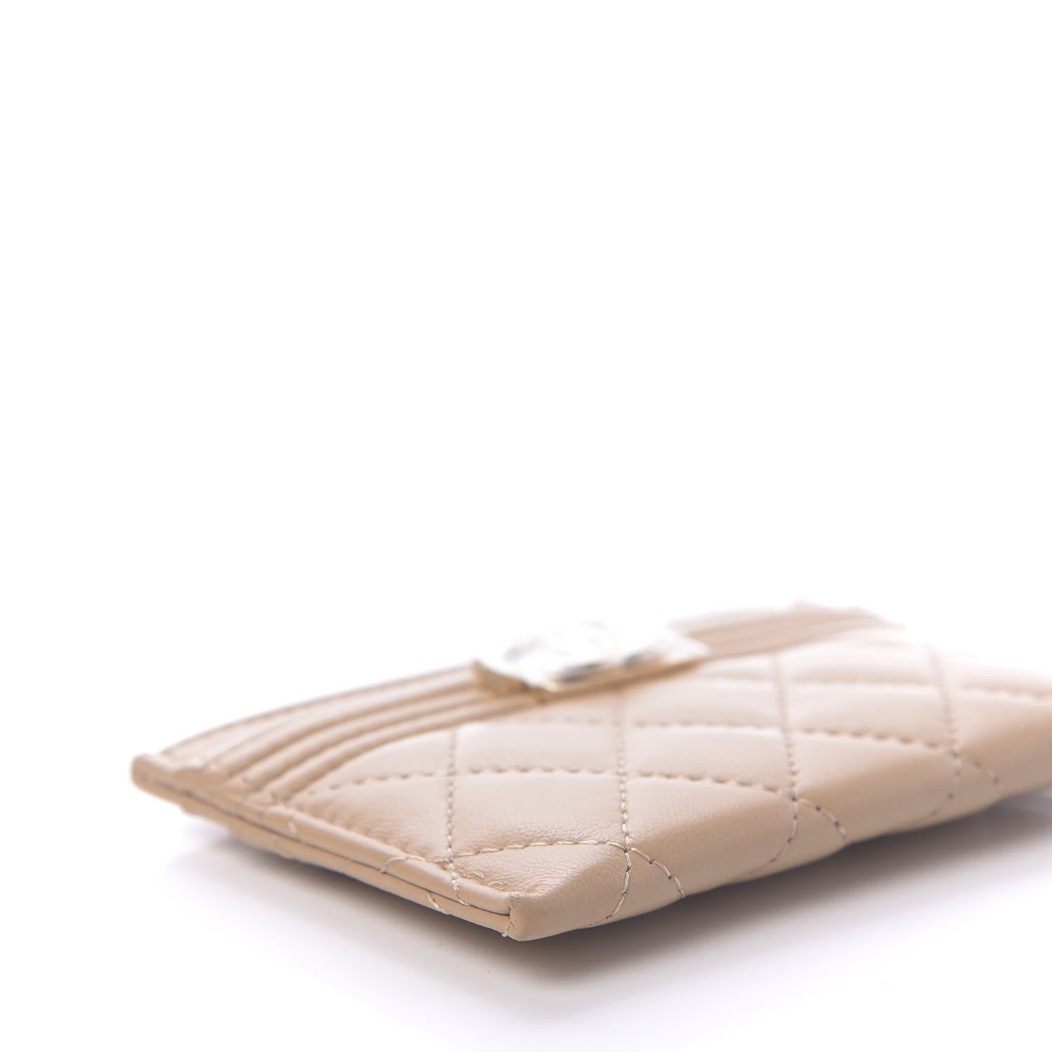 Chanel Lambskin Quilted Boy Card Holder Beige 8 of 11