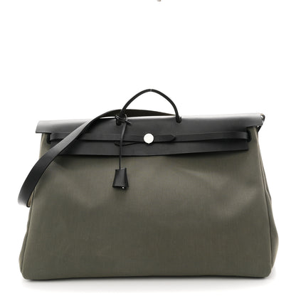 Hermes Military Toile Vache Hunter Herbag Cabine Zip 50 Kaki Black 1 of 11