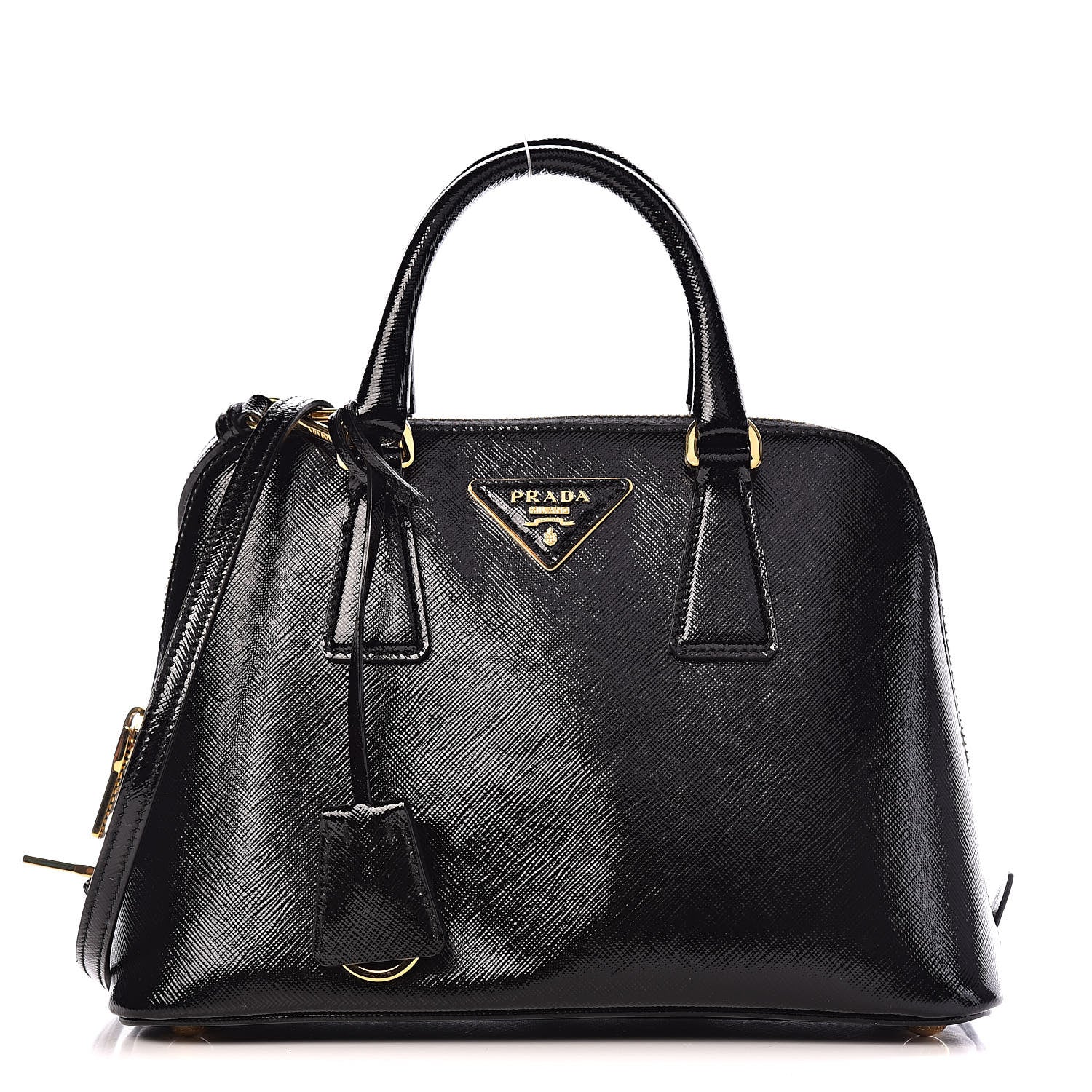 Prada Saffiano Vernice Small Promenade Tote Black 1 of 12