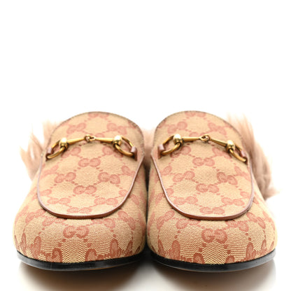 Gucci GG Monogram Fur Womens Princetown Slippers 40 Beige Ruggine Rust 2 of 8