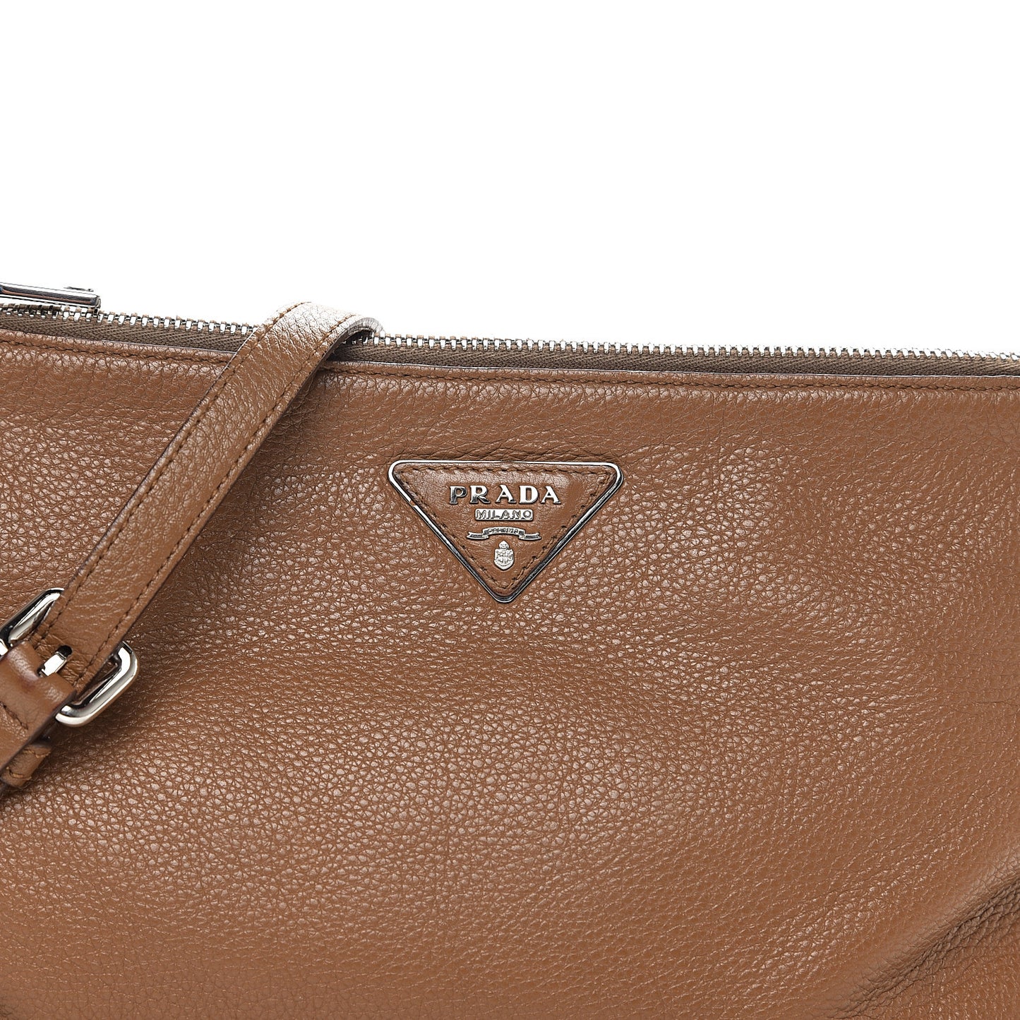 Vitello Daino Zippered Crossbody Bag Palissandro