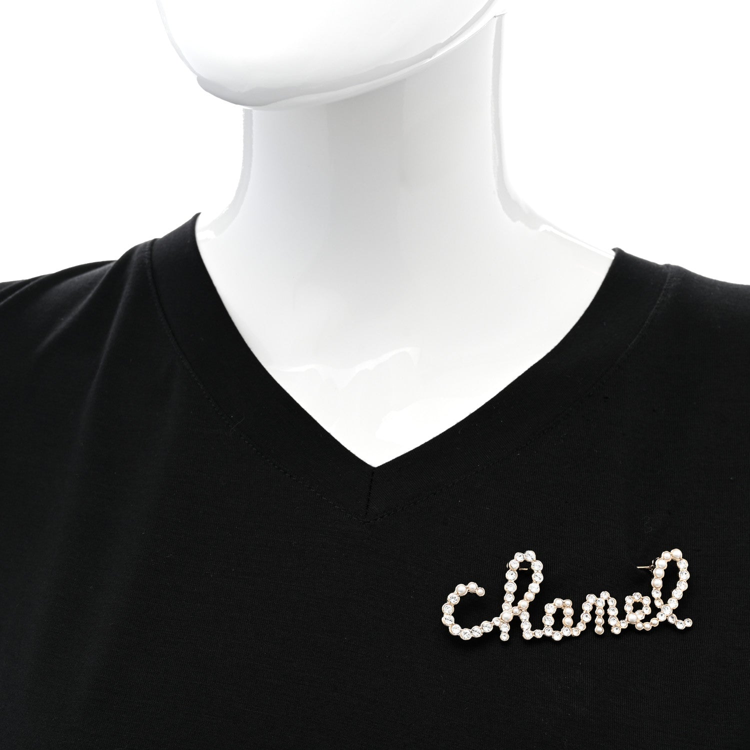 Chanel Metal Glass Swirling Pearls Brooch Pin Gold 2 of 4