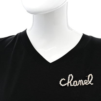 Chanel Metal Glass Swirling Pearls Brooch Pin Gold 2 of 4