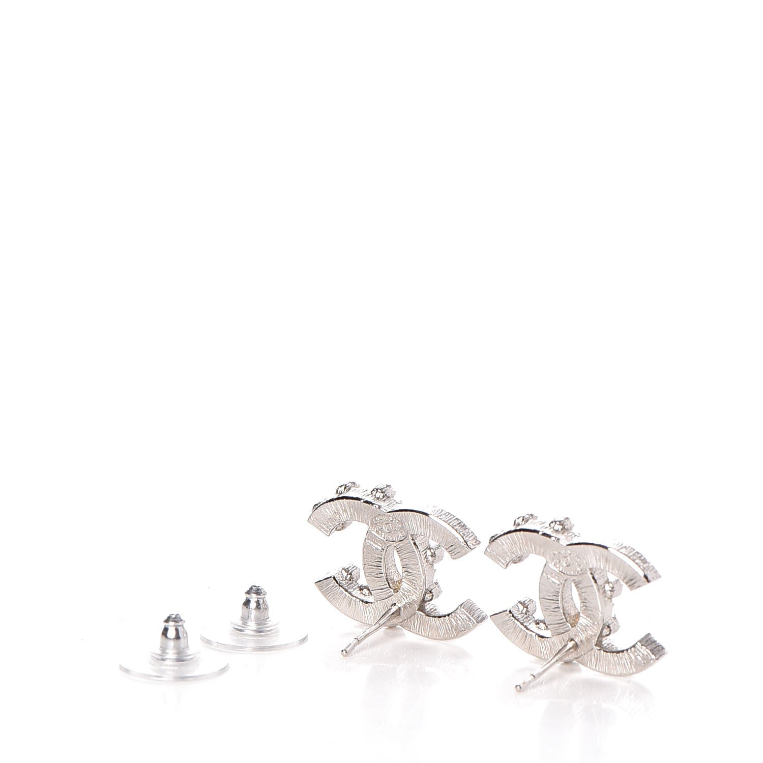 Chanel Baguette Crystal CC Earrings Silver 4 of 6